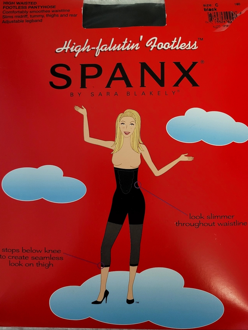 New Spanx Black High-Waisted Footless Pantyhose